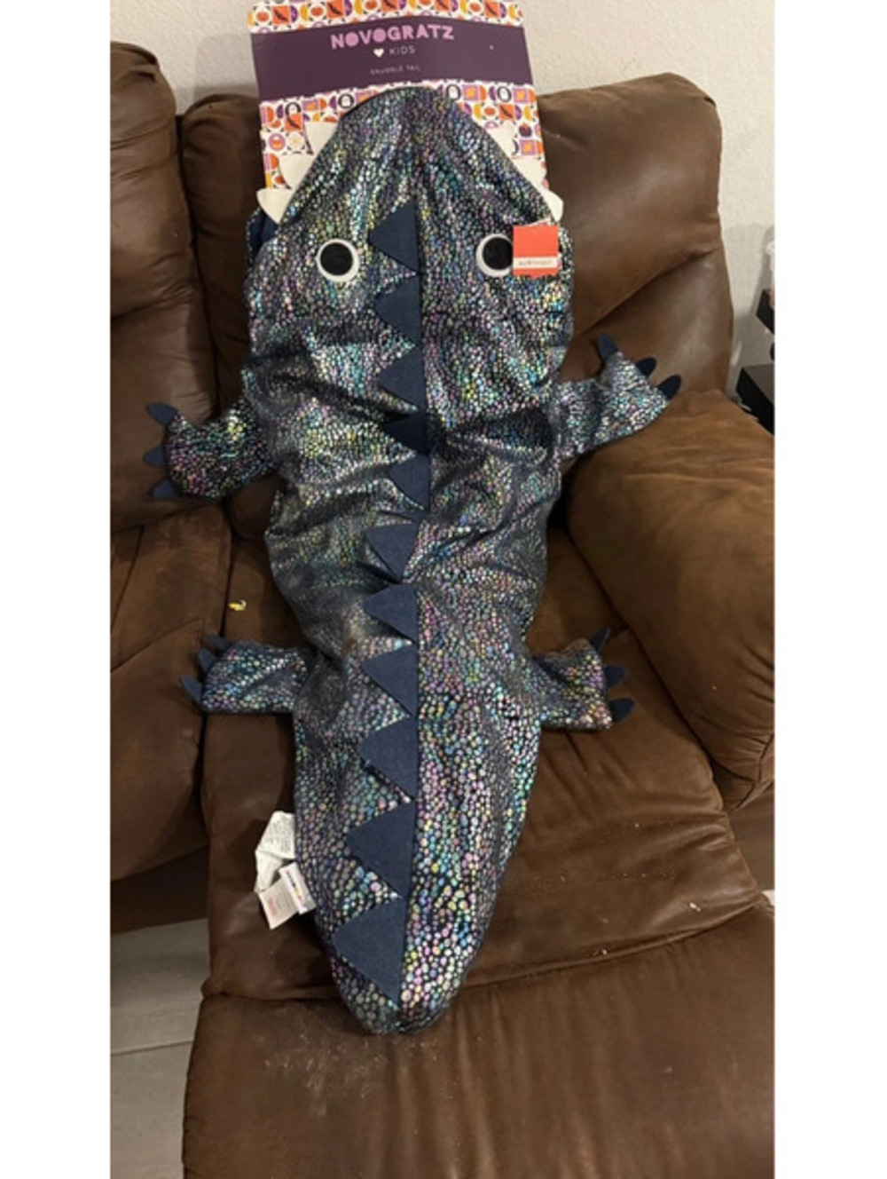 Novogratz Sleep Bag Iridescent Alligator Dinosaur Full Body
